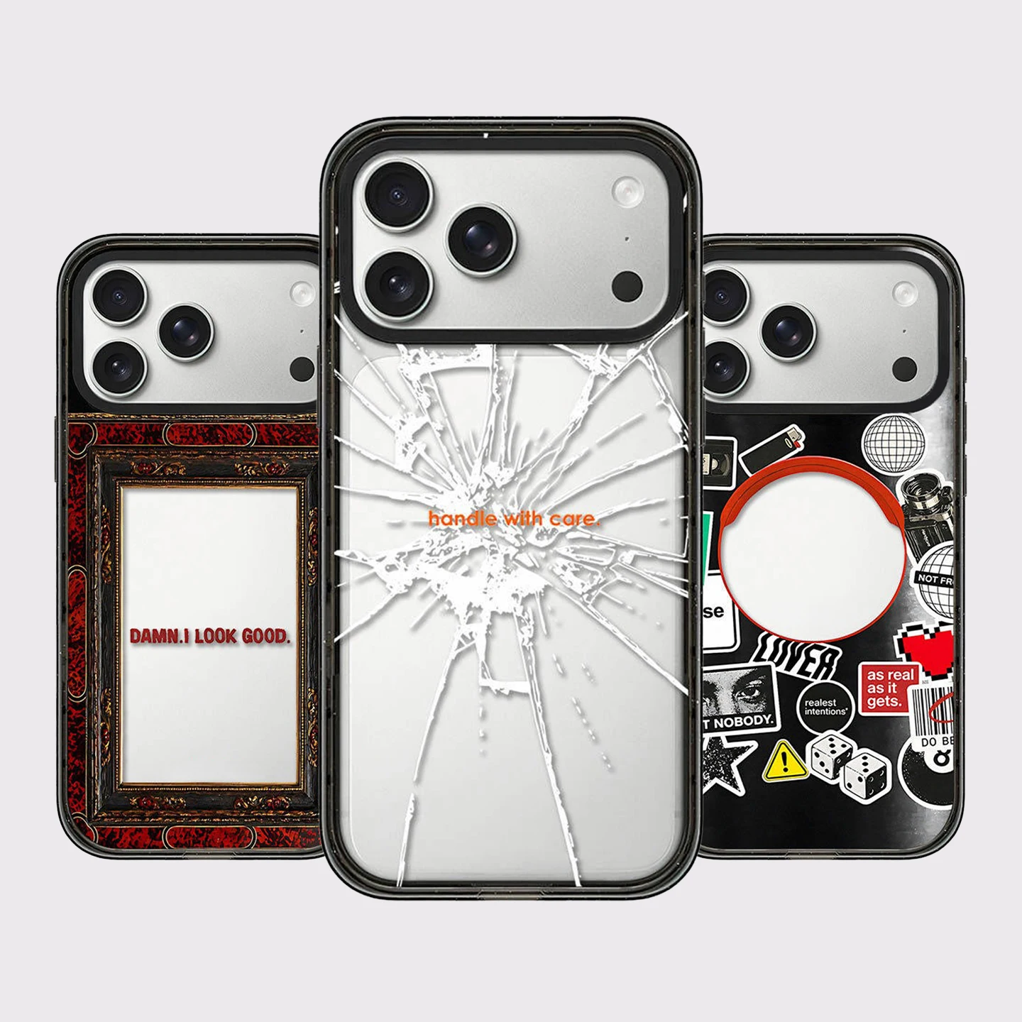 Handle with Care Impact Black Border Magnetic Phone Case Cover for IPhone 13 14 15 16 17 Pro Max Case for IPhone Air