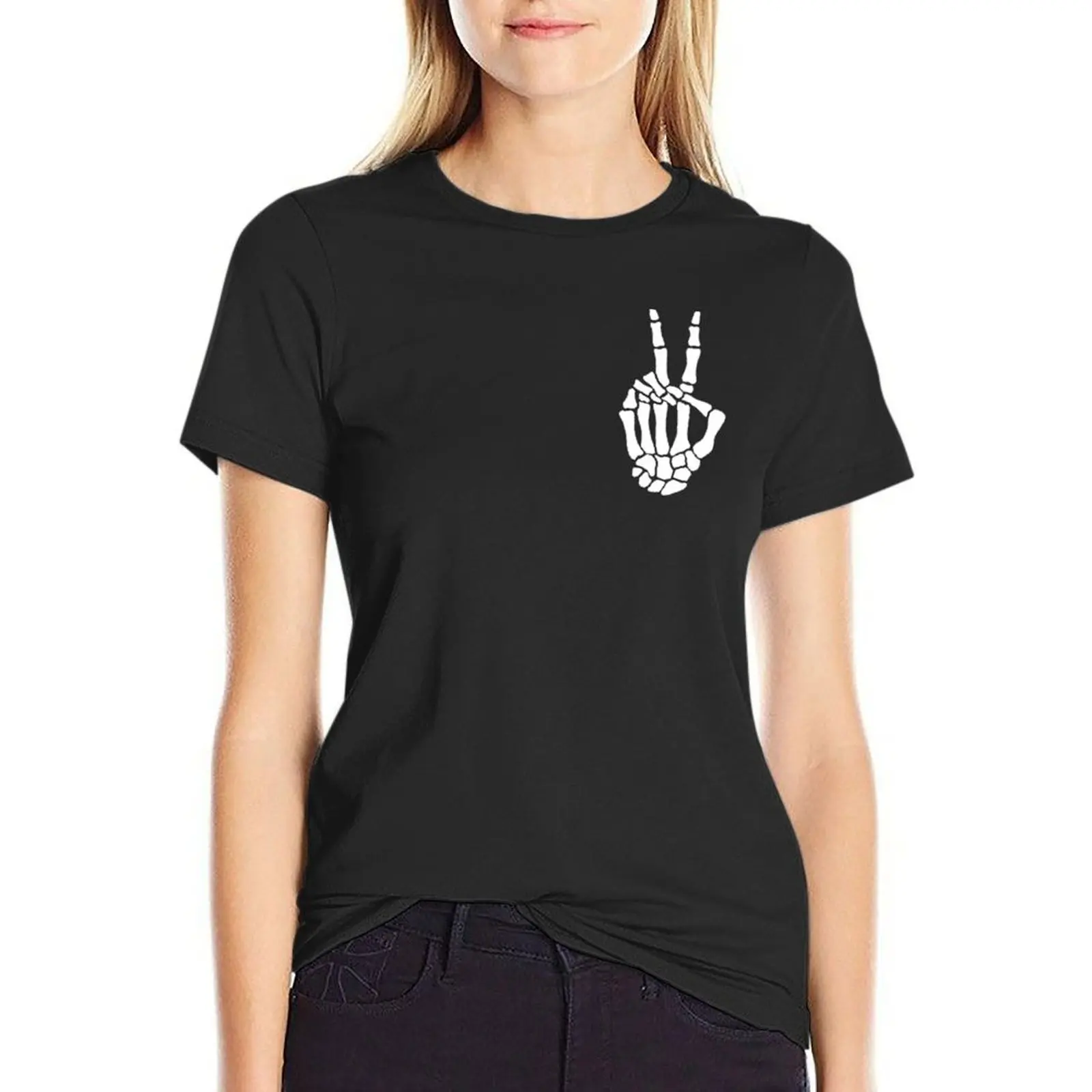 

Skeleton Peace T-Shirt hippie clothes oversized aesthetic clothes funny t shirts for Women