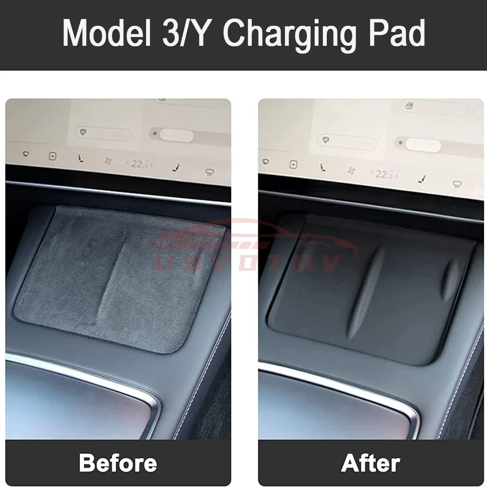 Wireless Charging Pad For Tesla Model 3/Y/S/X 2024 2023 2022 Center Console Charger Mat Accessories Phone Mount Silicone Cover