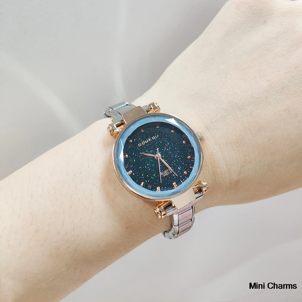 

Модные круглые женские и мужские кварцевые часы со звездным небом, ремешок из нержавеющей стали, ширина 9 мм, дизайн, темперамент, подарки для пары