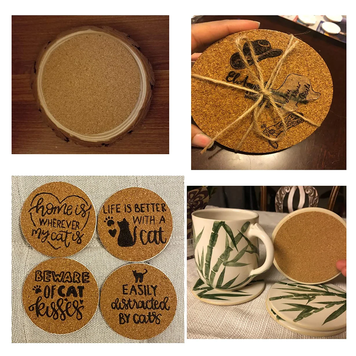 20–60 Stück selbstklebende Korkplatten für DIY-Untersetzer, runde Rückseite, Korkfliesen, Matte, Korkuntersetzer, Korkrücken für Wanddekoration, Kunsthandwerk – Detail 8