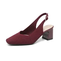 Coarse heeled sandals for women, fly woven shoes