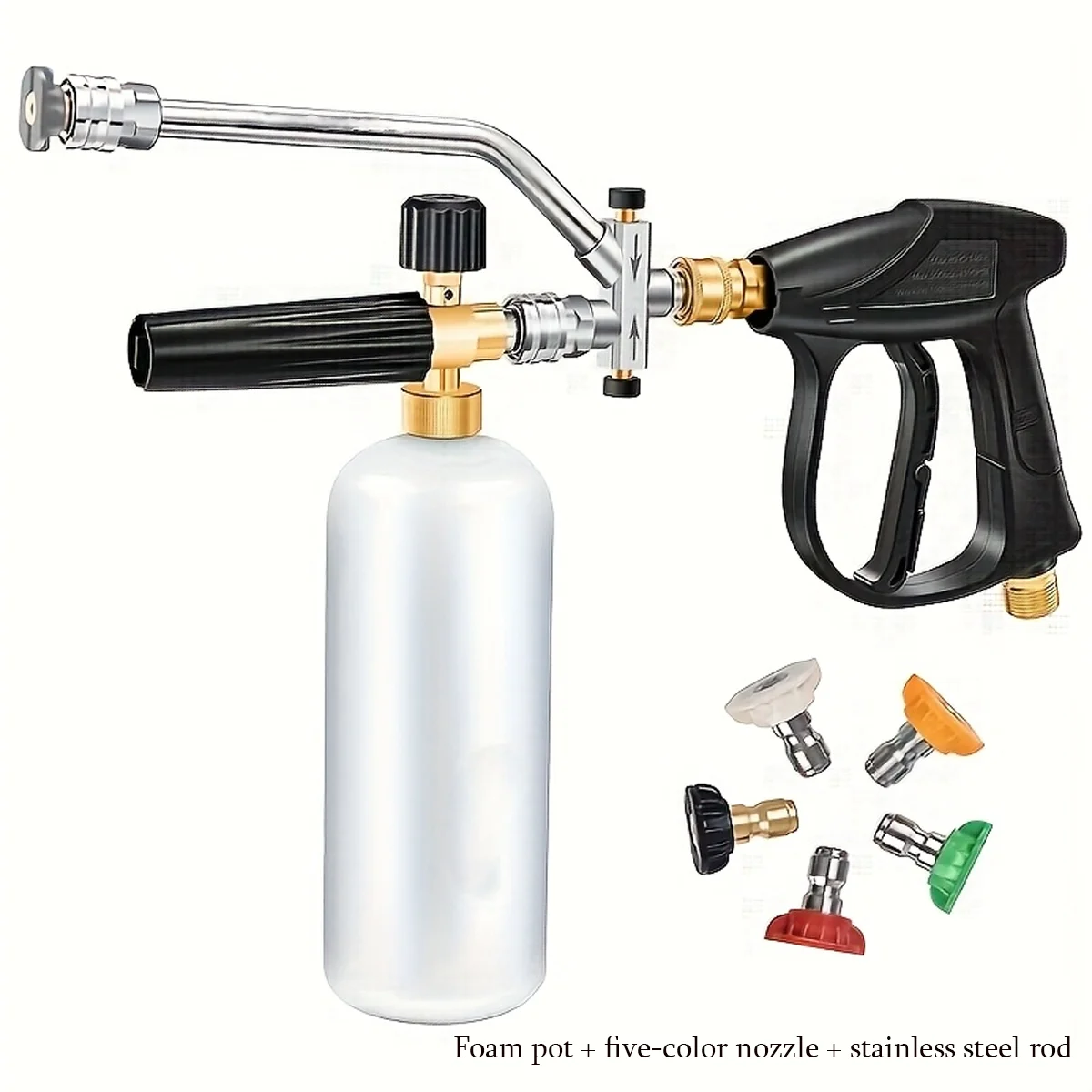 

Pressure Washer, Pressure Gun, 1/4 Quick Connect PA Foam Pot, 5-color Nozzle