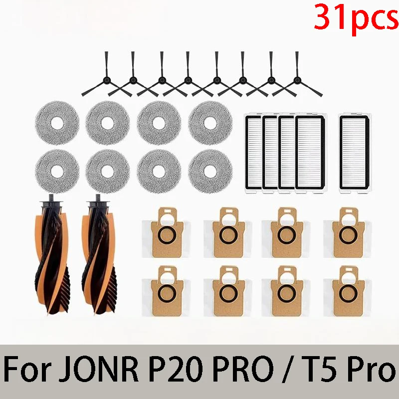 Voor JONR P20 PRO / T5 Pro Robotstofzuiger Accessoires Hoofdzijborstel Hepa Filter Mop Doek Stofzak Vervanging