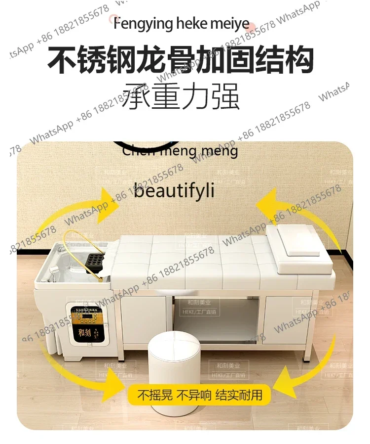 S7486 ss Head Therapy Beauty Massage Bed Thai Style Shampoo Chair Hair Salon Physiotherapy Health Care Steaming Bed