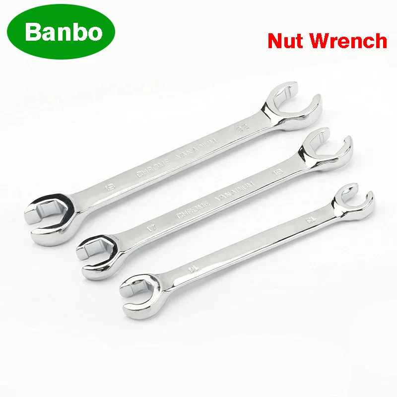 

1pc Oil Pipe Flare Nut Wrench Open Ring Double Head Spanner 8-10-12mm High Torque Mirror Hand Tool Brake Wrench for Car Repair