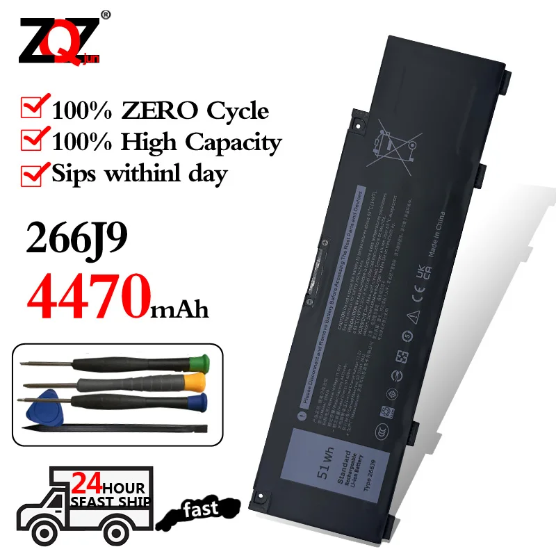 

New Laptop Battery 266J9 For Dell G3 15 3590 3500 G5 15 5500 5505 Inspiron 14 5490 M4GWP PN1VN 11.55V 51.63WH