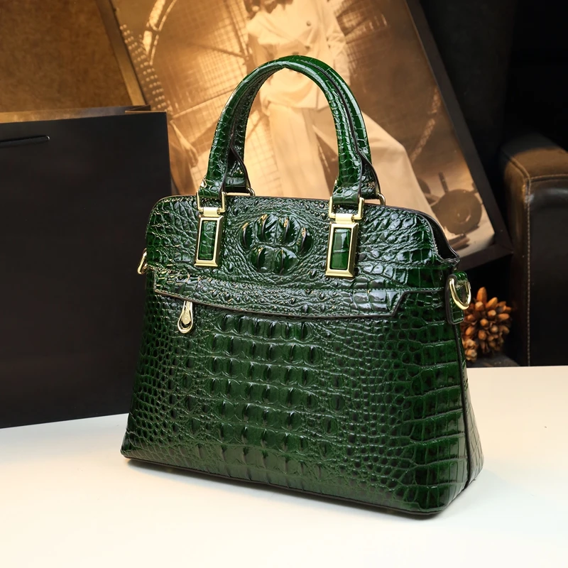 Crocodile pattern women\'s bag 2024 new fashionable and high-end handbag for middle-aged women