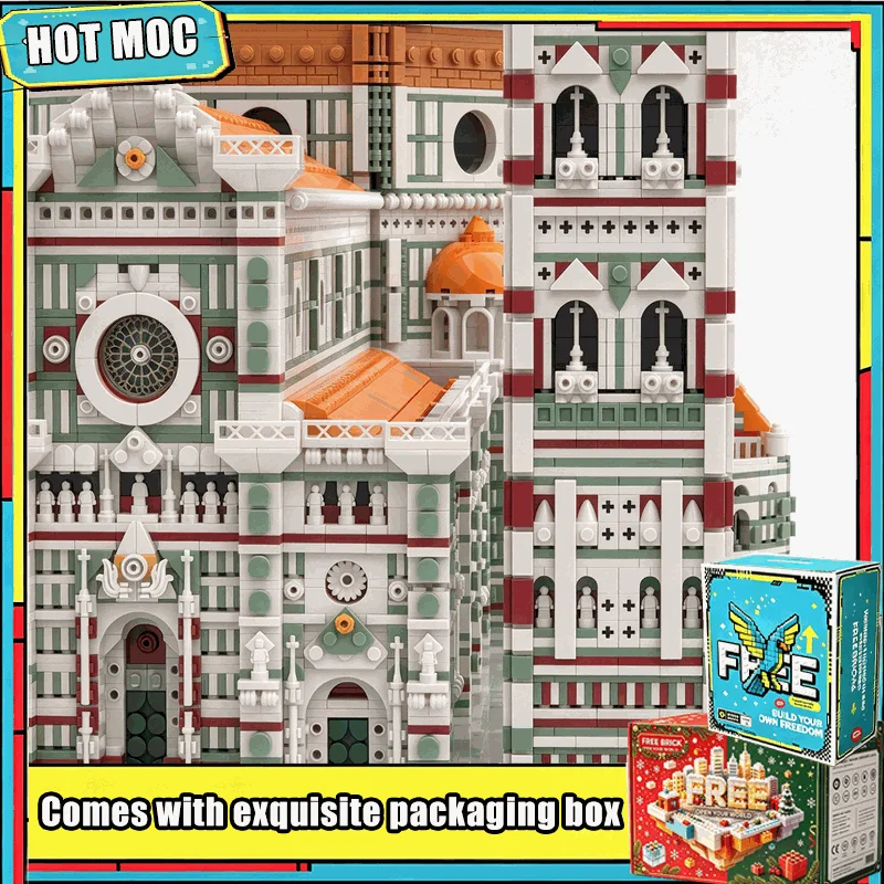 17854 PCS Italian Renaissance Cathedral Dome Bell Tower Architecture Model Custom Puzzle DIY Assembly Building Blocks Gifts Set
