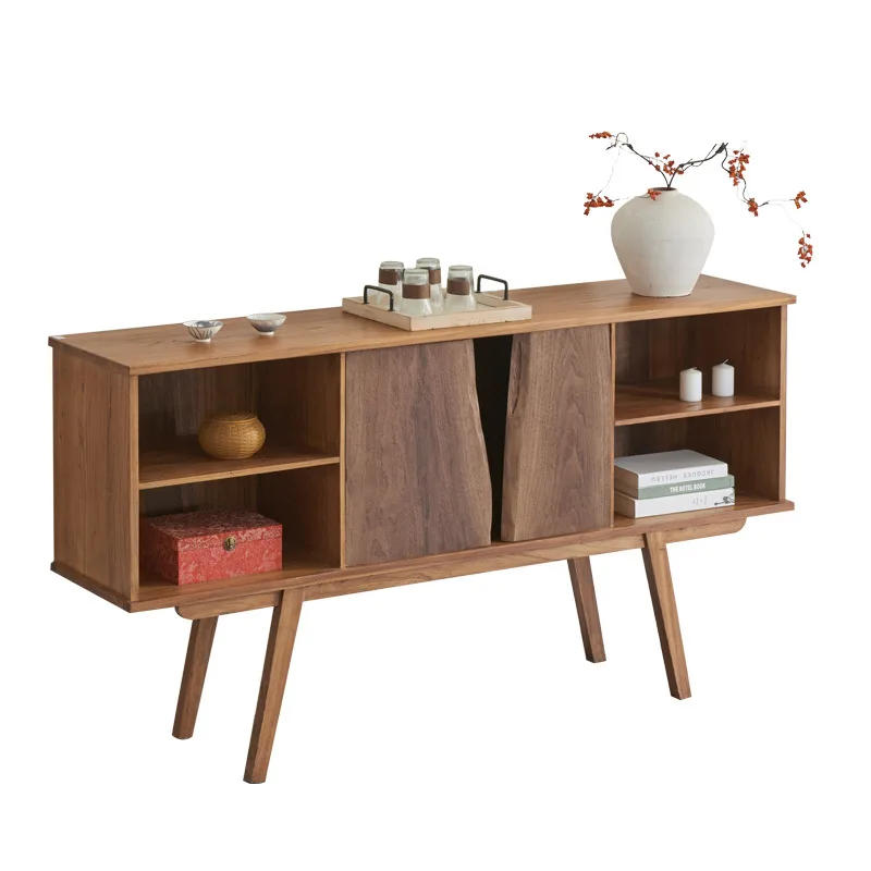 Wind side cabinet Solid wood teacup cabinet Retro dining side storage cabinet Log furniture B & B