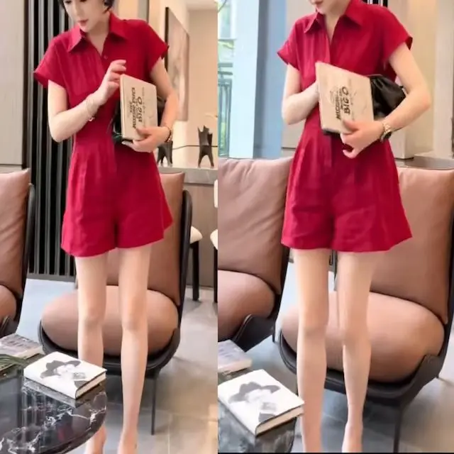 

Faionable ort Boots irt Design с воротником, Новое поступление лета, женский комбинезон-брюки, кактусский размер, воротник на пуговицах, Sle