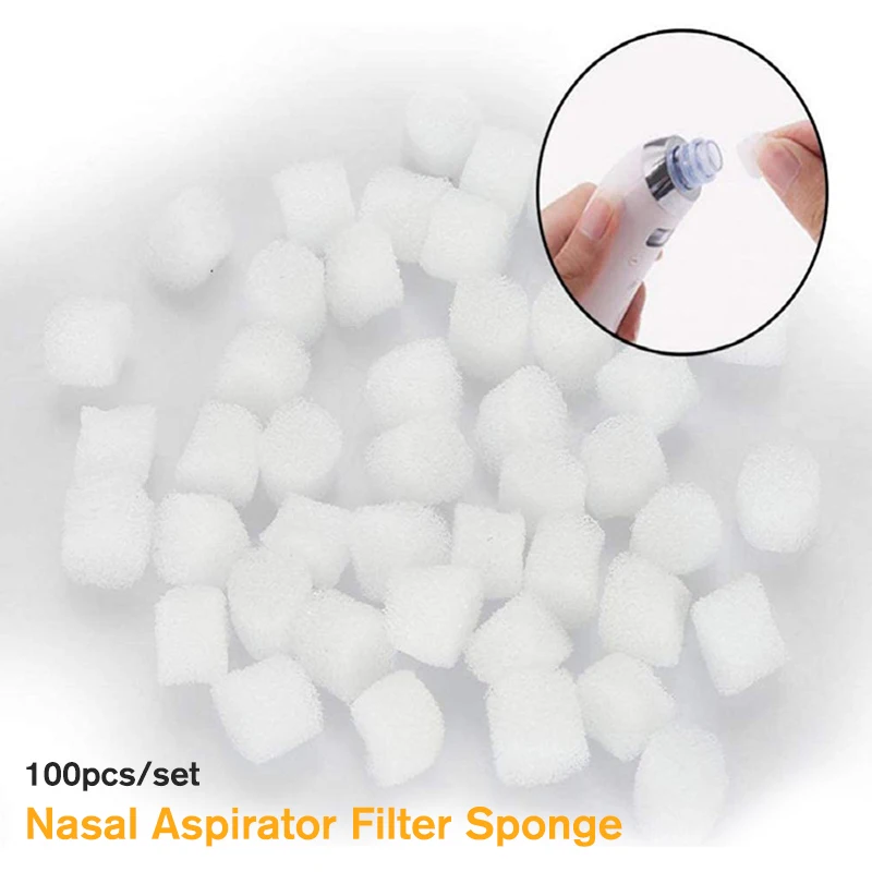 100 Pcs Blackhead Suction Filter Cotton  Sponge 12MM Sponge Filter Wick Blackhead  Sponge Nasal Aspirator Accessorie