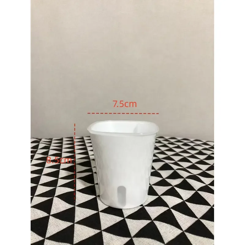 7.5x8.5cm Eco Friendly Plastic Transparent Inner Pot Self Watering Flower Pot White Indoor Plant Container