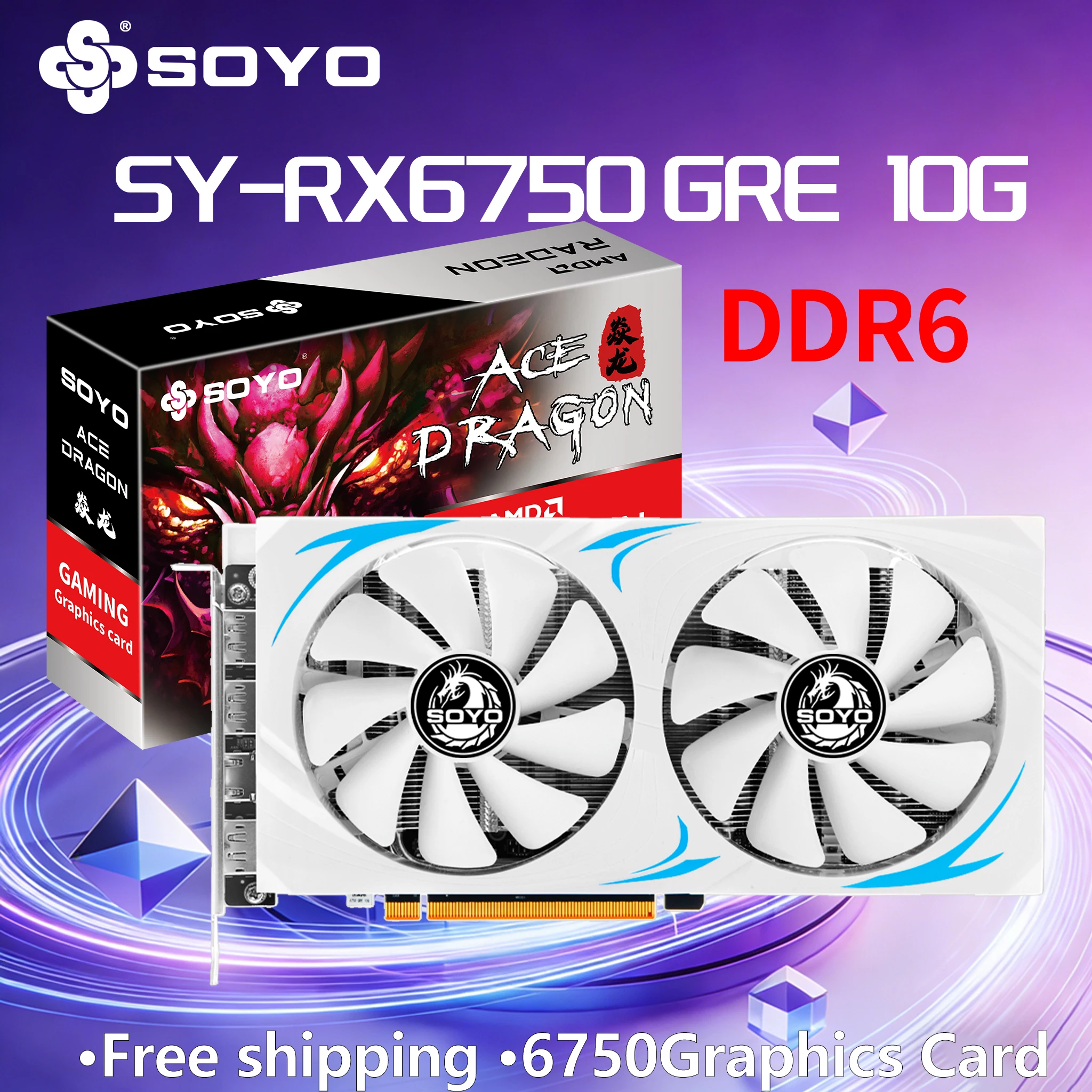 

SOYO AMD Radeon RX6750 GRE 10GB Gaming Graphics Card GDDR6 Memory PCIE4.0x16 Desktop Computer Video Cards 160Bit 3*DP+HDMI 7NM