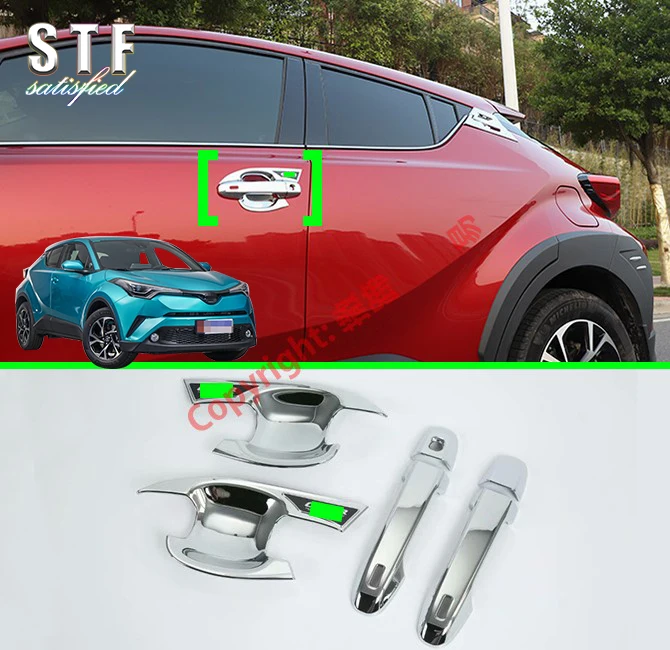 

ABS Chrome Door Handle Cover With Smart Hole & Door Bowl Trim For Toyota C-HR CHR 2017 2018 2019 Car Accessories Stickers