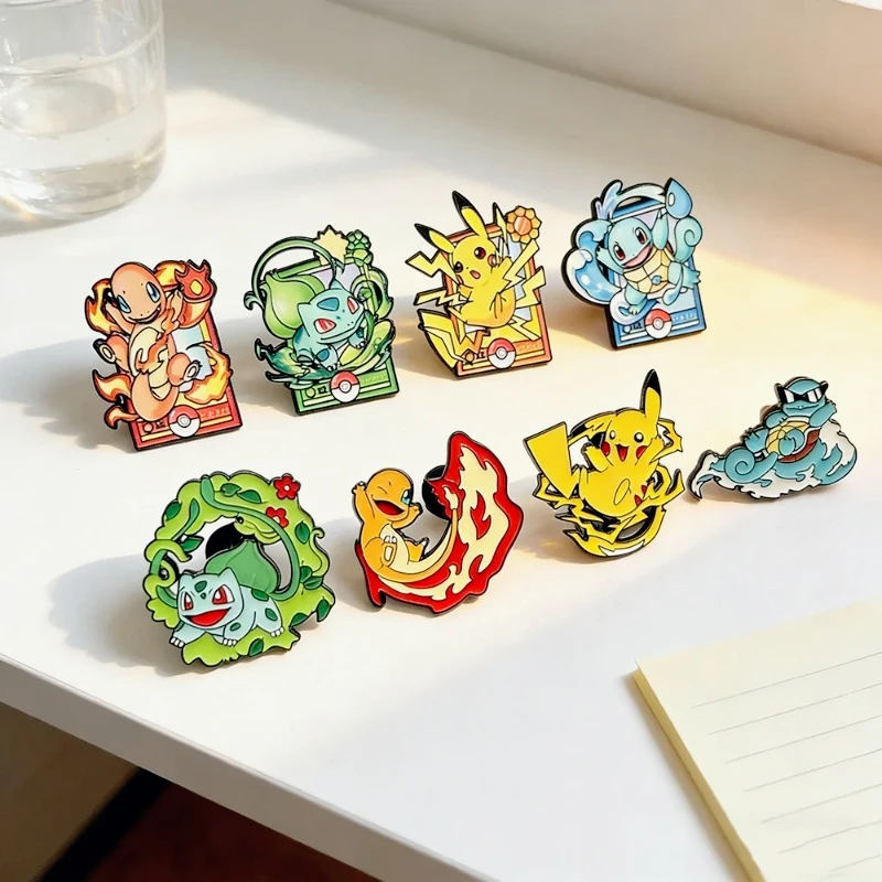 8pcs Set Cute Cartoon Animals Pikachu Charmander Anime Enamel Pin Badges Fashion Brooches Jewelry for Backpack Accessory Gifts