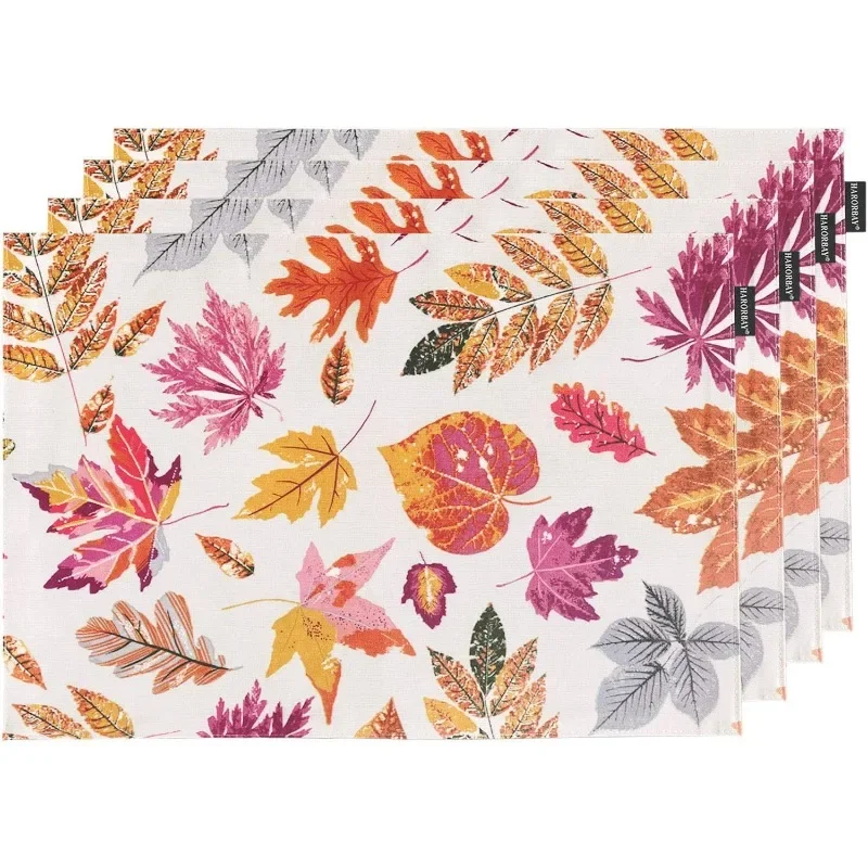 

4/6/8Pcs Autumn Maple Leaves Placemats for Farmhouse Dining Table Decor Place Mats Linen Table Mats for Party Coffee Cup Pads