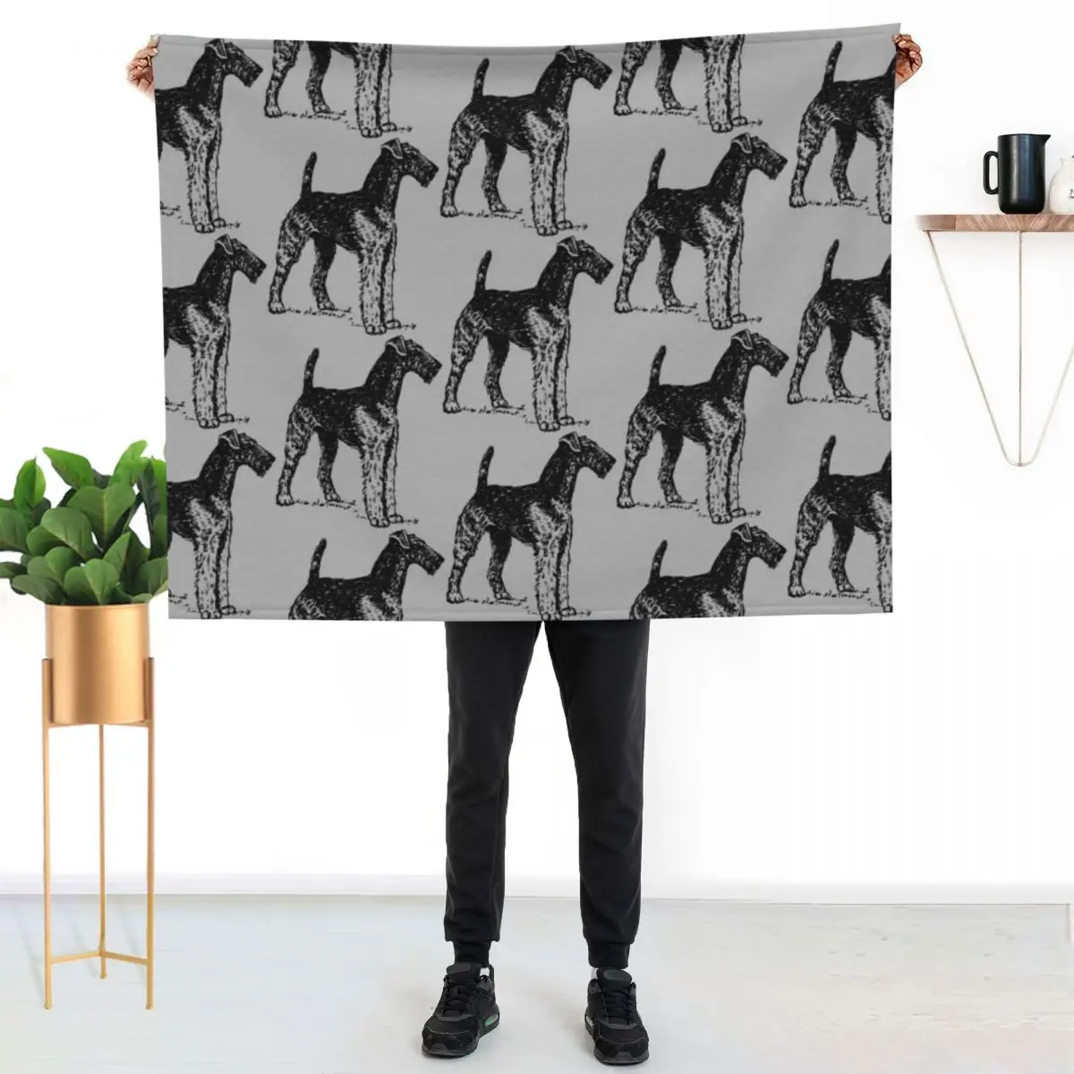 Airedale Terrier Throw Blanket Custom Camping Hairys Sofas Cute funny gift Blankets