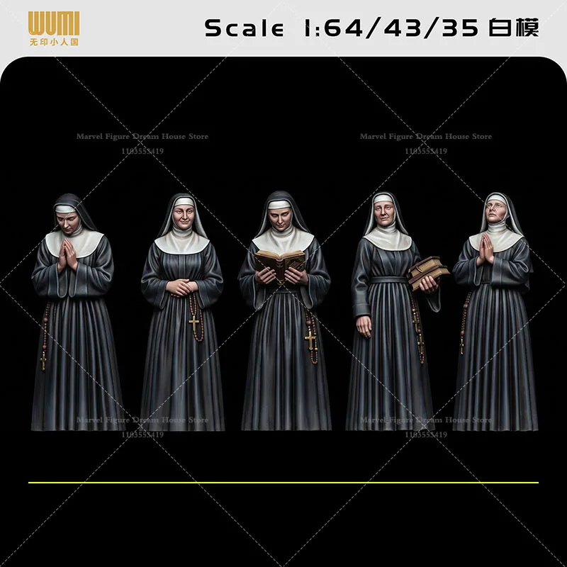 1/64 Scale Miniature Scene Dolls Un-panited White Figure Mini Model Female Religious Believer Practices Charity Work Education