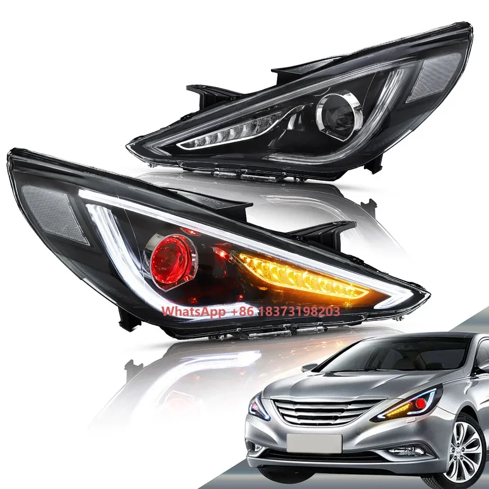 LED Head Lamp W/ Sequential (With Demon Eyes and Without Demon Eye Styles) YAA-SNT-0171B for Sonata 2010-2015