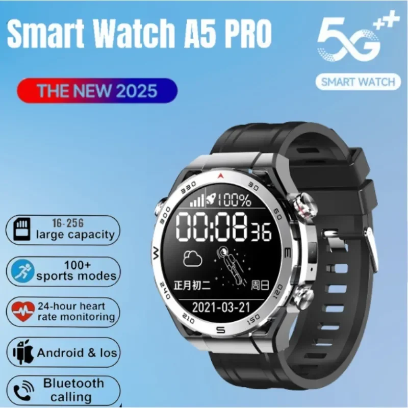 

2025 NewA5 Pro Smartwatch 4G Android AMOLED Screen2MP Камера 4G Вызовы GPS-навигация Wi-Fi Спортивный режим Унисекс для мужчин и женщин