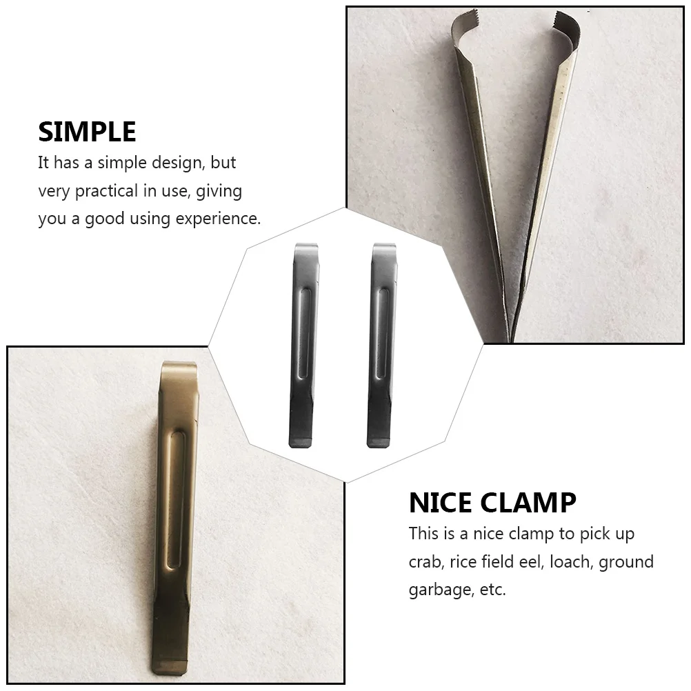

2Pcs Stainless Steel Crab Clamps Serrated Design for Seafood Tong Loach Eel Picker Kitchen Tool Non-Slip Clamp Home Supplies