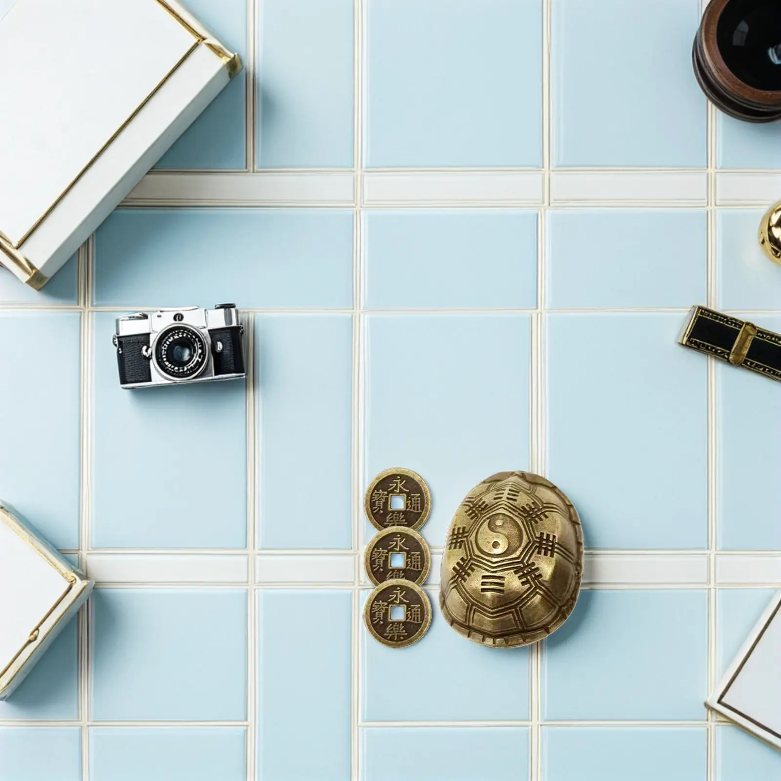 

Набор из 1 предмета: Ретро-статуэтка черепахи из латуни, винтажный китайский декор, настольное украшение, художественная статуэтка черепахи, поделка для гадания с монетами