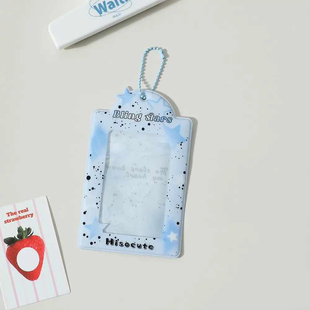 Protable Star Y2K Photocard Holder Hanging INS Card Protector Sleeve Transparent Keyring Photo Card Cover Idol Cards