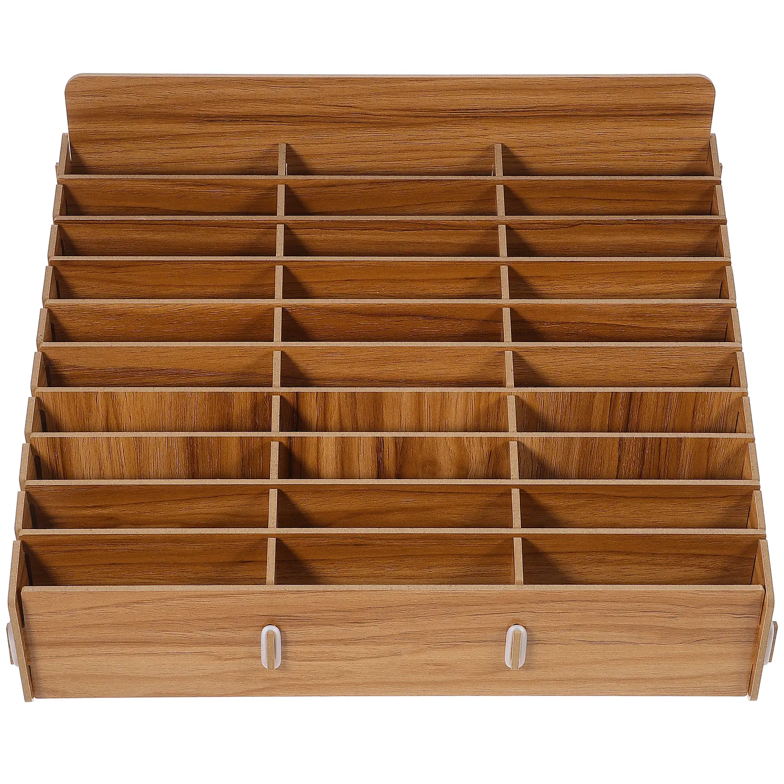 Wooden Multi-Grid Phone Storage Box 30-Compartment Desktop Organizer for Students Colleagues Teachers Home Office Desk Tidying