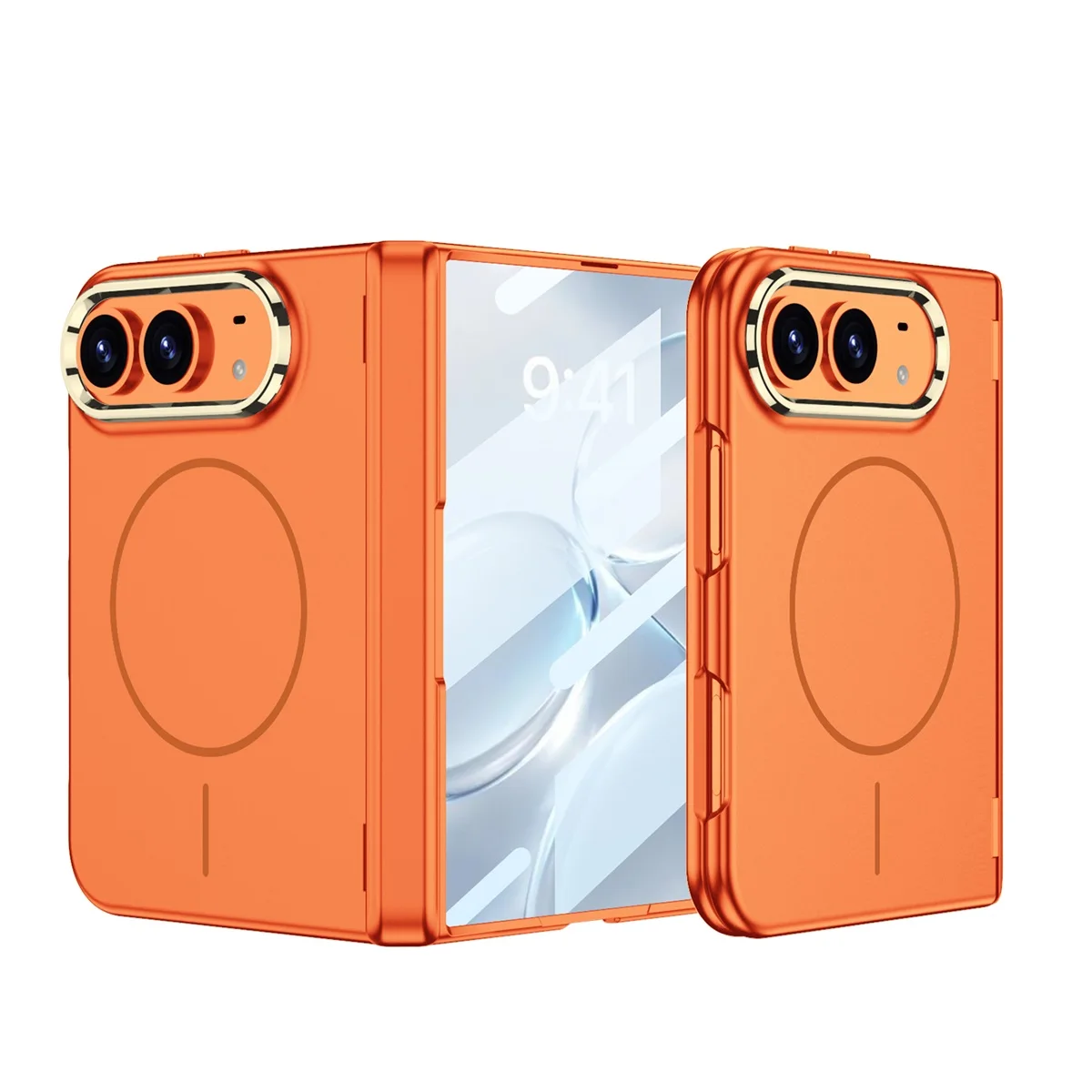 For iPhone Duo 5G Case Skin-Friendly Matte Magnetic Wireless Charging With Tempered Film Hinge Shockproof Protection Back Cover