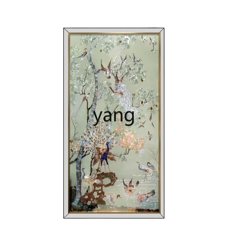 L'm'm New Chinese Style Handmade Painting Atmospheric Corridor Aisle Lobby High-End Flower and Bird Mural