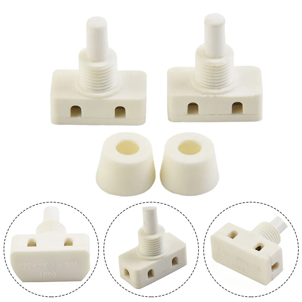 Five Piece Set of Selflocking White Plastic Push Button Switches Compatible with Desk and Bedroom Lamps at 2A250V Rating