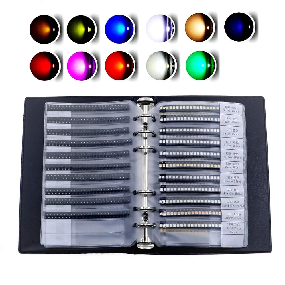 0402/0603/0805/1206/1210/2835/5730/5050 SMD LED Diode Sample Book kit pack Red/Green/Blue/White/Yellow/Warm White/Orange/Purple