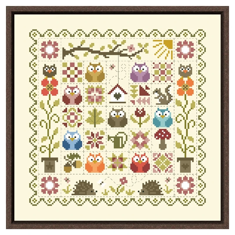 Spring owl cross ricamo kit cartoon pattern design 18ct 14ct 11ct tela giallo chiaro punto croce ricamo fai da te