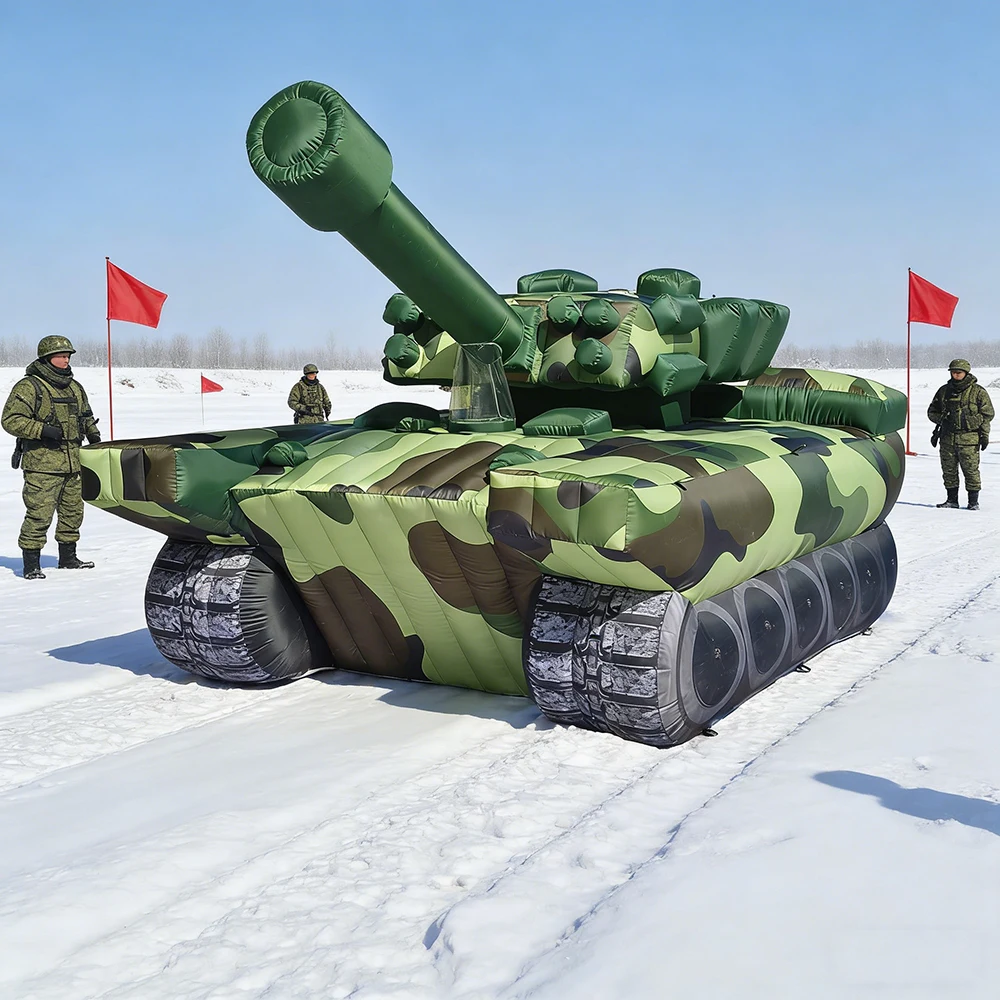 

Inflatable Simulated Military Tank Camouflage Pattern Outdoor Amusement Park Event Prop Party Decoration with Air Blower