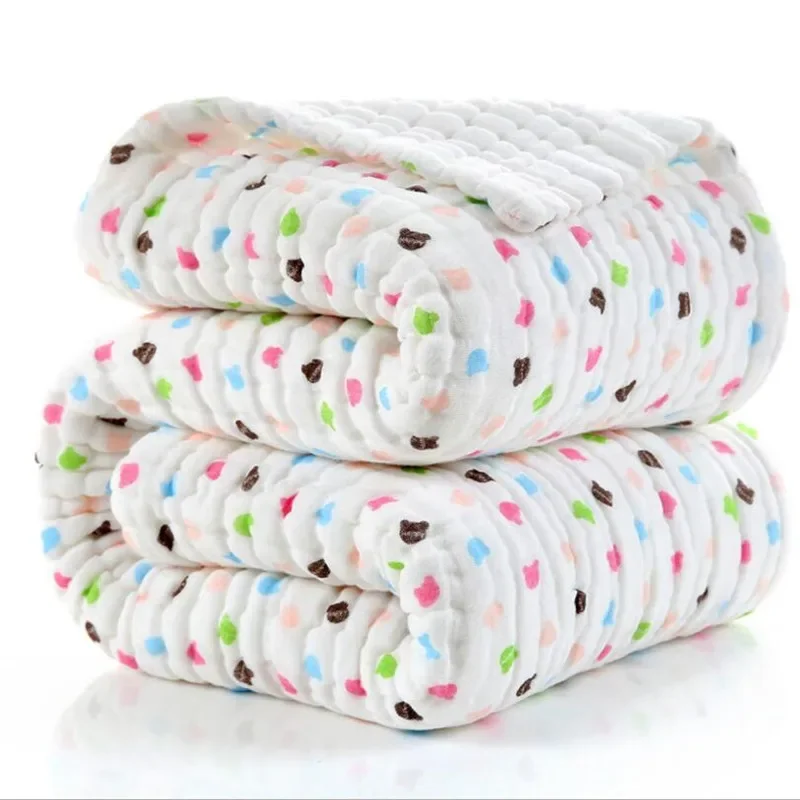 Super thick 12 layers muslin cotton new born baby receiving blanket seersucker kids infant sleeping bedding cover blanket
