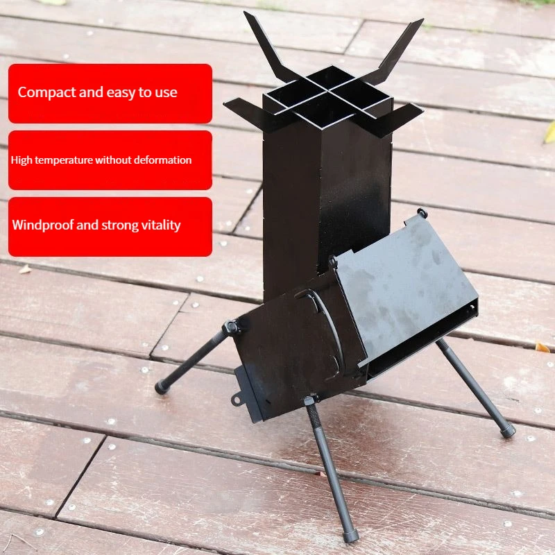 

Portable Wood Stove, Outdoor Picnic Rocket Stove, Camping Fishing Wood Stove, Household Mini Burning Stove Height 49 cm