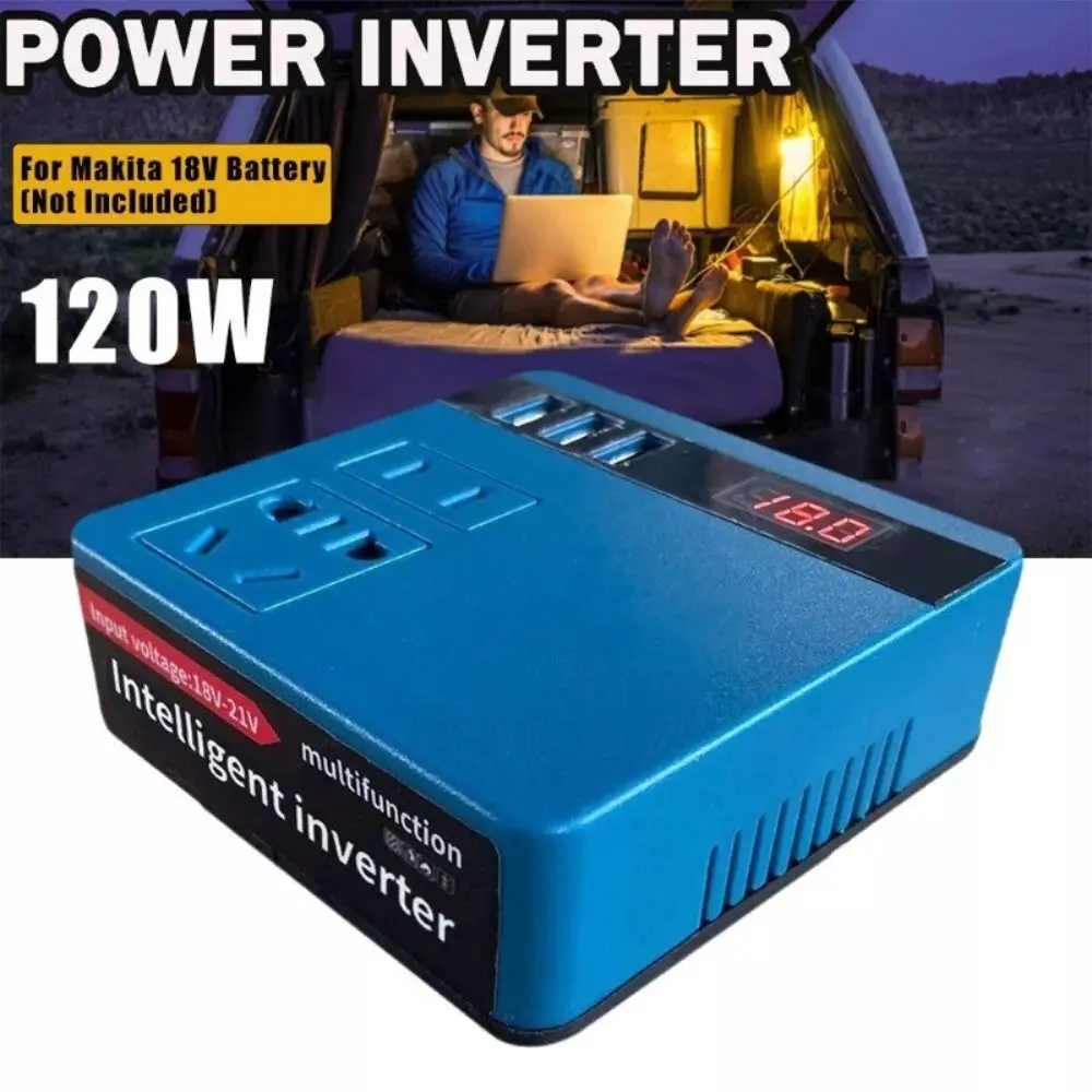 120W Lithium Battery Inverter DC 21V To 220V High Power Power Converter Transformer 3 USB Ports Multifunction for Makita