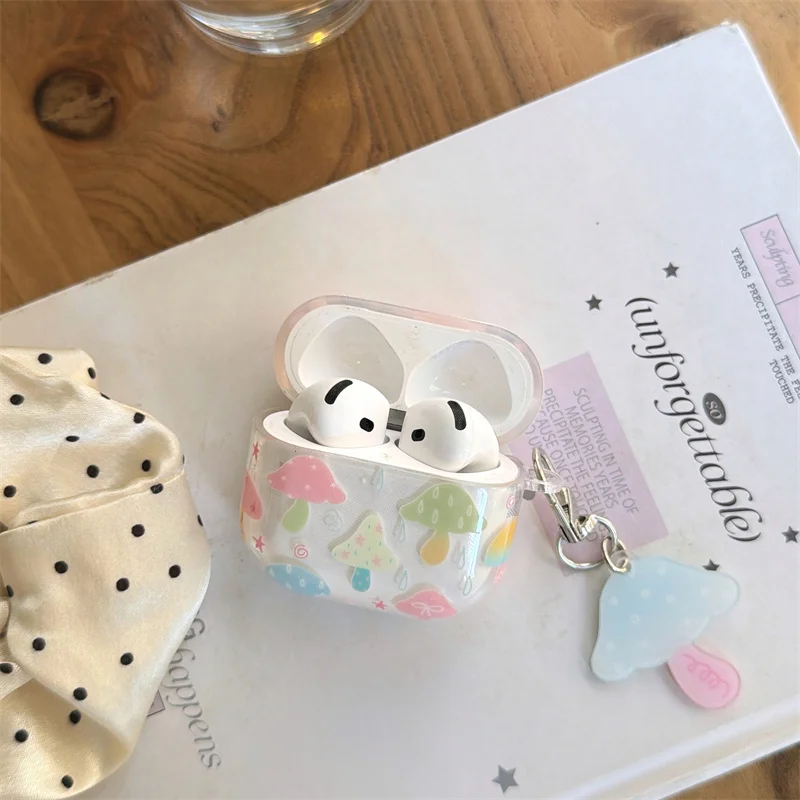 capa-kawaii-pastel-mushroom-para-airpods-pro-2-com-pingente-para-airpods-4-3-2-1-capa-transparente-para-fones-de-ouvido-capa-fofa-para-fones-de-ouvido