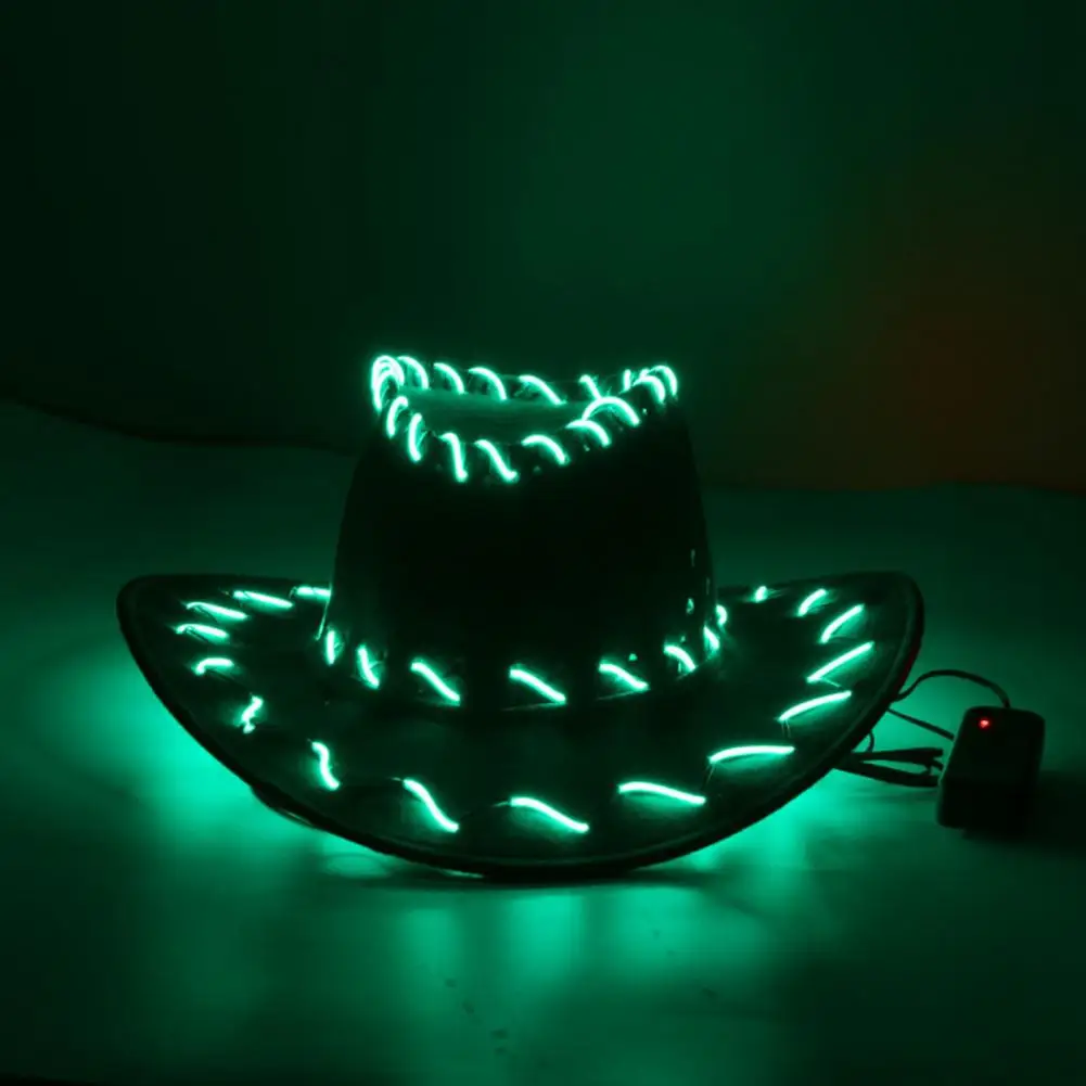 Flashing Party Cap Retro Western Style Led Cowboy Hat with Adjustable Flashing Controller for Nightclubs Parties Performances