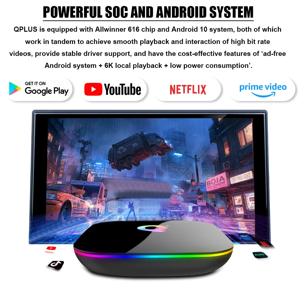 Mortal Android TV Box Android 10 Q Plus Allwinner H616 Cortex A53 4K HDR 10 YouTube WiFi2.4G2G RAM 32G ROM Network Player