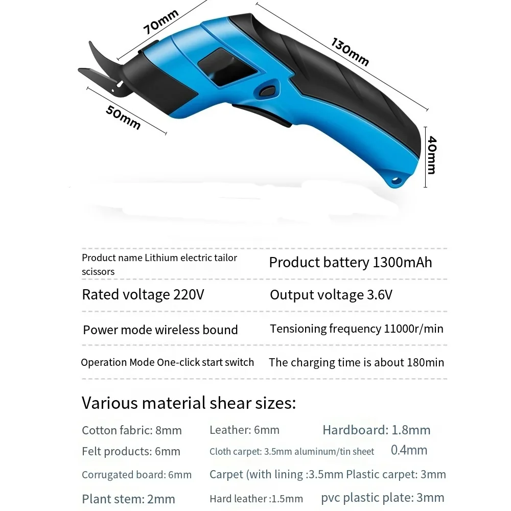 Handheld Electric Scissors Fabric Cloth Cutting Machine PVC Leather Sewing Tailor Scissors USB Charging Portable Power Tools