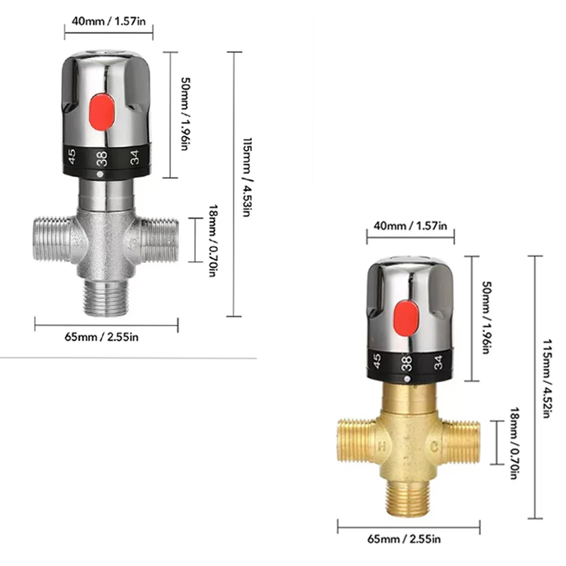 

Латунный термостатический смесительный клапан, стандартные аксессуары для ванной комнаты 1/2, сменный термостатический картриджный клапан для смесителя