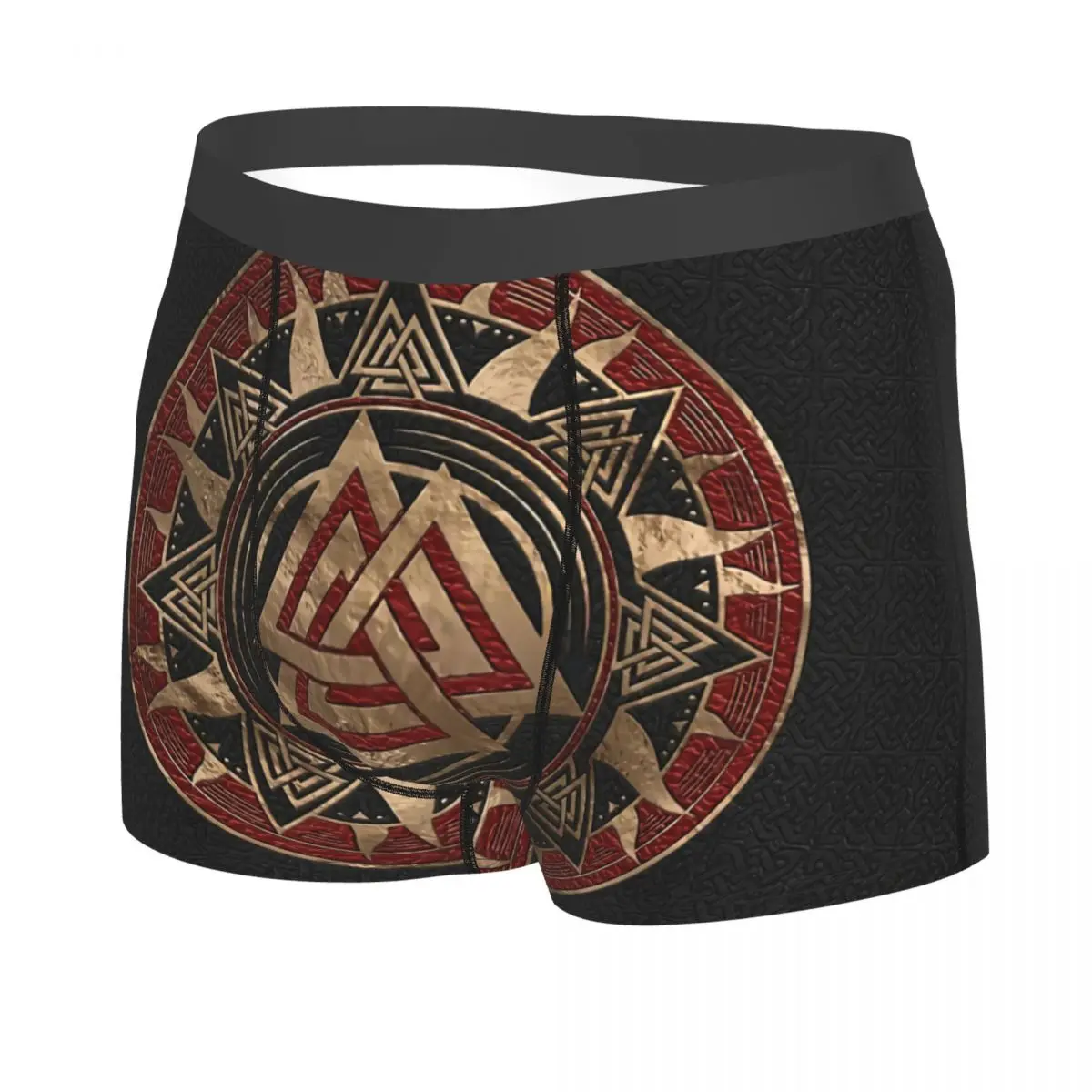 Valknut Symbol Black And Red Leather Man's Boxer Briefs Underpants Viking Highly Breathable Gift Idea