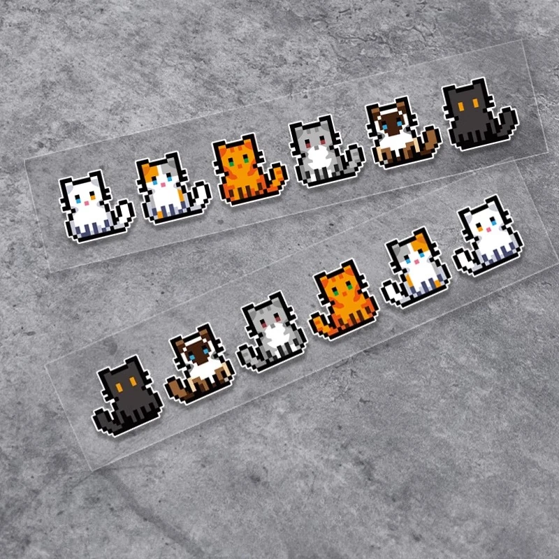 

1PC Pixel Cat Stickers Cute Decorative Decals for Laptop Phone Assorted Colors Adhesive Pixel Art Animal Stickers