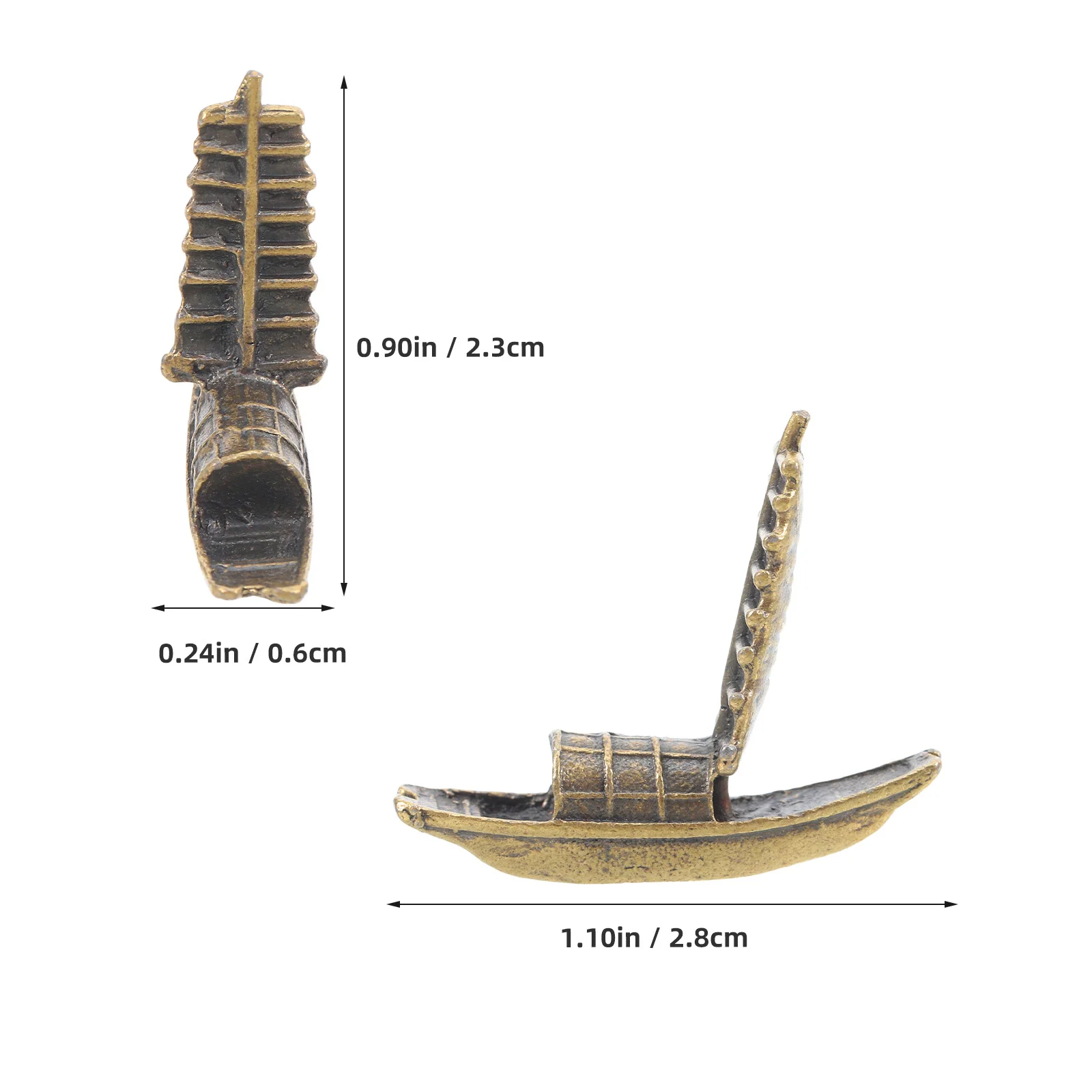 زخرفة قارب مصغر خمر النمط الصيني النحاس المراكب الشراعية لحديقة المناظر الطبيعية ديكور المناظر الطبيعية الصغيرة قارب صغير التماثيل #3