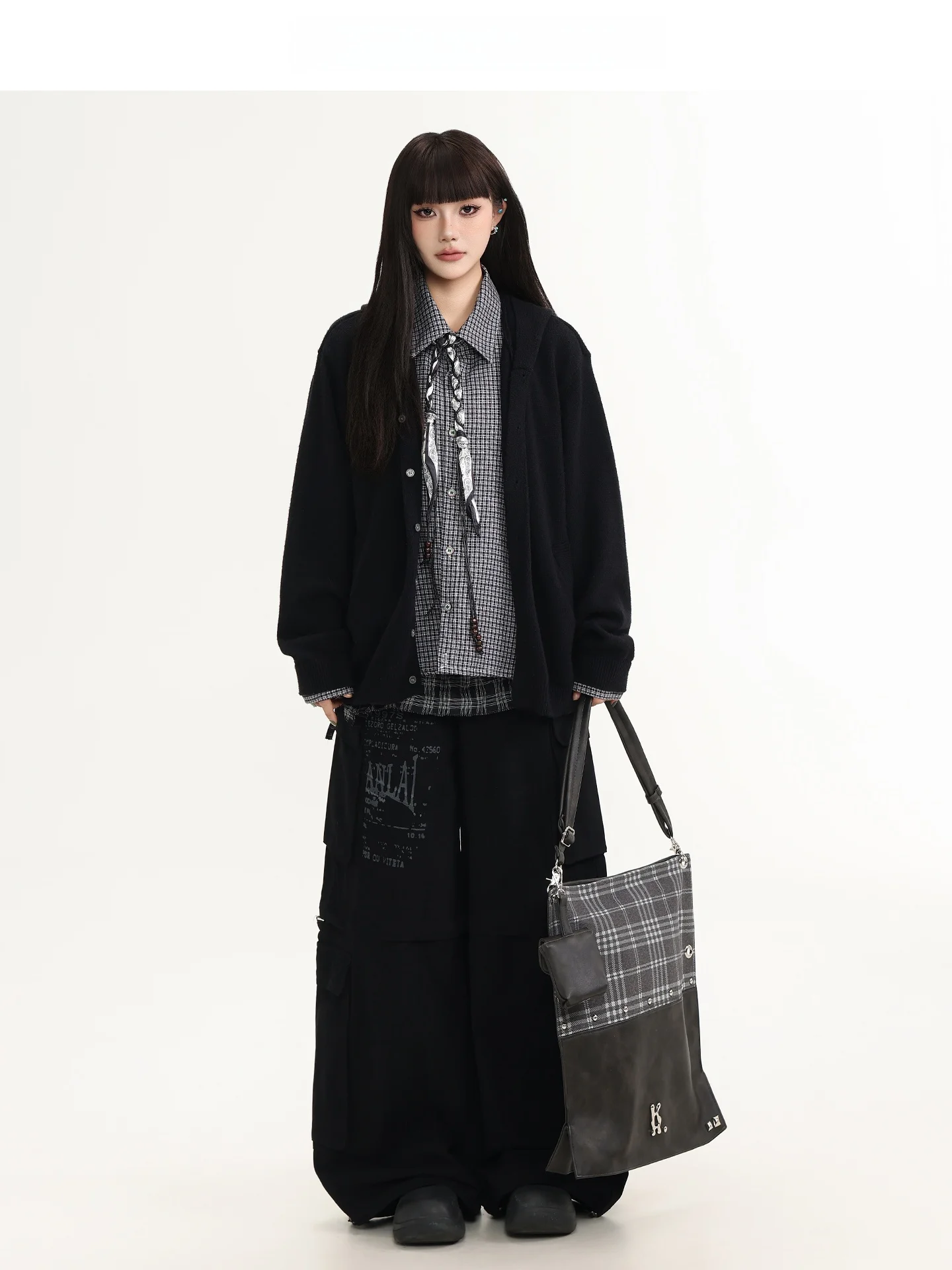 

Free Center Knitted Hat Sweater Women's Patchwork Plaid Coat Casual Comfortable Long Sve Warmth Outerwear Autumn Winter