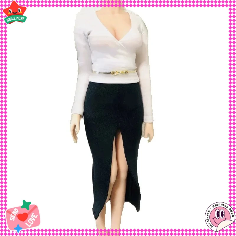 

1/6 Scale Sexy Girl Business Attire Deep V White Shirt Bodycon Skirt Toys Suit Model for 12'' Action Figures Dolls Decorate