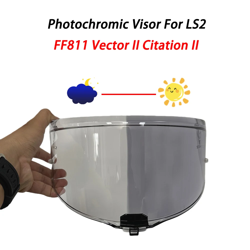 Visera fotocromática para casco LS2 FF811 Vector II Citation II, protector de lente para cascos de motocicleta, visor de cristal, accesorios de pantalla