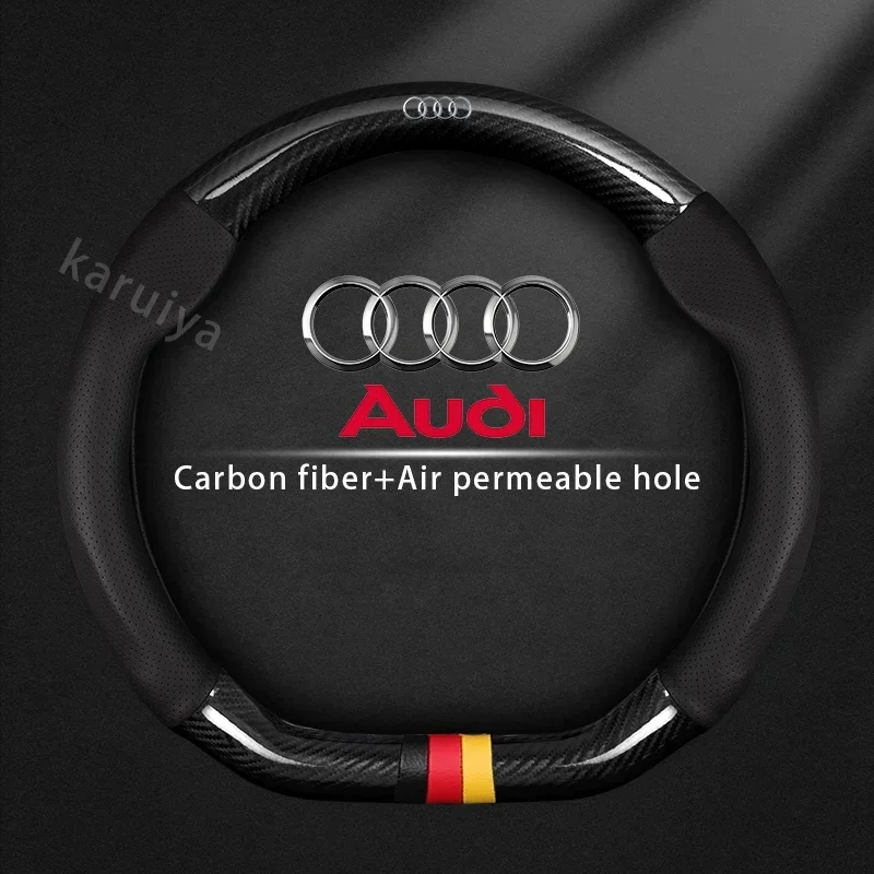 

Car AntiSlip Carbon Fiber Leather Steering Wheel Cover For Audi A3 A4 A5 A6 A7 A8 Q1 Q2 Q3 Q5 Q7 Q8 S3 S4 S5 S6 RS3 RS4 RS5 TT